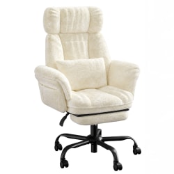 Bestier 400 lb Ergonomic Fabric Big &amp; Tall Massage Reclining Office Chair with Footrest, White