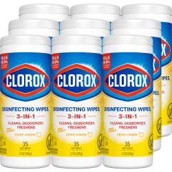 Clorox Disinfecting Wipes, Bleach Free, Crisp Lemon, 35 Wipes Per Pack,  Case Of 12 Packs