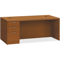 Hon Valido Left Pedestal Desk 72 W 3 Drawer 72 X 36 X 29 5 X 1 5 3 X Box Drawers File Drawers Single Pedestal On Left Side Ribbon Edge Finish Laminate Bourbon Cherry Office Depot
