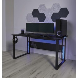 RS Gaming&trade; Mergence 60&quot;W RGB Gaming Computer Desk With 10 Acoustic Panels, Black