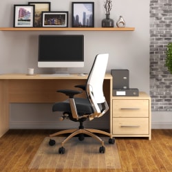 Floortex® Valuemat® Vinyl Rectangular Chair Mat For Hard Floors , 48&quot; x 60&quot; , Clear