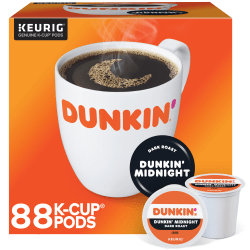 Dunkin' Single-Serve Coffee K-Cup®, Dark Roast, Carton of 4 Boxes of 22