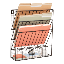 Mind Reader Metal Wire File Organizer, 15-3/4”H x 4”W x 13-1/4”D, Black, Total Qty 1
