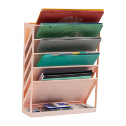 Mind Reader 5-Tier Vertical File Holder, 16”H x 4-1/4”W x 13”D, Pink