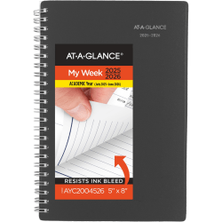 AT-A-GLANCE® DayMinder® Academic 2025-2026 Weekly Monthly Planner, Charcoal, Small, 5&quot; x 8&quot;