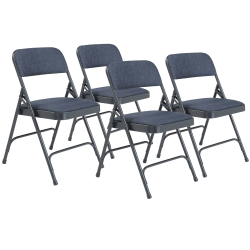 National Public Seating 2200 2-Hinge Folding Chairs, Blue/Char-Blue, Set Of 4 Chairs