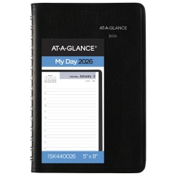 AT-A-GLANCE® DayMinder® 2026 Daily Appointment Book Planner, Black, Small, 5" x 8", SK440026