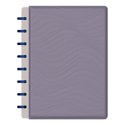 TUL® Discbound Notebook With Leather Cover, Junior Size, Narrow Ruled, 60 Sheets, Lavender Mist/Lines