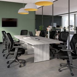 Bush Business Furniture 120-inch Office Conference Table with Wood Base, Platinum Gray, Standard Delivery