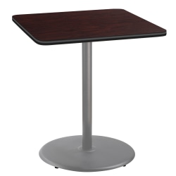 National Public Seating Square Caf&eacute; Table, Round Base, 42&quot;H x 36&quot;W x 36&quot;D, Mahogany/Gray