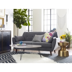 Elle D Cor Amelie Mid Century Modern Sofa Dark Graychestnut