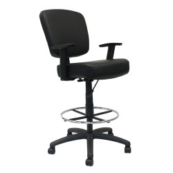 Boss Office Products Heavy Duty Drafting Stool With Arms, Black