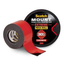 Scotch® Heavy-Duty Interior/Exterior Double-Sided Mounting Tape, 1&quot; x 400&quot;