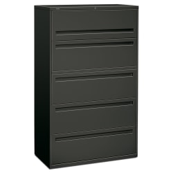 Hon Brigade 700 42 W Lateral 5 Drawer File Cabinet Metal Charcoal Office Depot