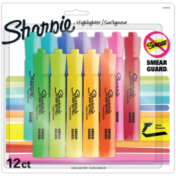 Sharpie® Accent® Tank-Style Highlighters, Chisel Tip,  Assorted Colors, Pack Of 12