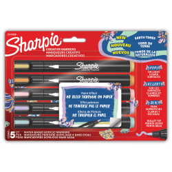 Sharpie® Creative Markers, Water-Based Acrylic Paint Markers, Earth Tones. Bullet Tip, Assorted Colors, 5 Count