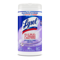 Lysol® Disinfecting Wipes, Early Morning Breeze Scent, 7" x 7.25", Canister Of 80