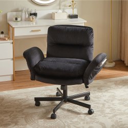 Bestier Ergonomic Velour Mid-Back Swivel Executive Task Chair, Black