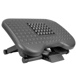 Mount-It! Under Desk Office Footrest With 3-Level Height Adjustment And Rolling Massaging Surface, 17&rdquo;W x 6.75H&rdquo;, Black