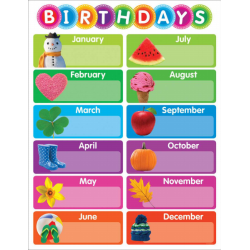 Color Your Classroom Chart Birthday Chart 17 x 22 Multicolor Grades Pre ...
