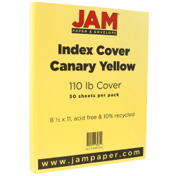 JAM Paper® Vellum Bristol Card Stock, Canary Yellow, Letter (8.5&quot; x 11&quot;), 110 Lb, Pack Of 50