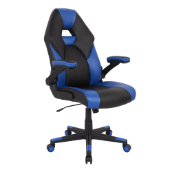 RS Gaming&trade; RGX Faux Leather High-Back Gaming Chair, Black/Blue, BIFMA Compliant
