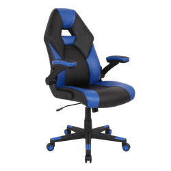 RS Gaming&trade; RGX Faux Leather High-Back Gaming Office Chair, Black/Blue, BIFMA Compliant