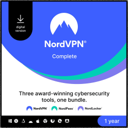 NORDVPN Complete,10 Devices, 1 Year Subscription, Windows/MacOS/iOS/Android/Linux Compatible, ESD