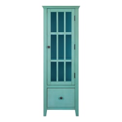Linon Kacey Glass Door Cabinet Turquoise Office Depot