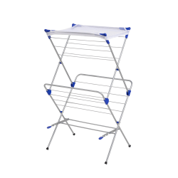 Photo 1 of Honey-Can-Do 2-Tier Mesh-Top Drying Rack, 41 1/2"H x 17"W x 23 1/2", Silver/Blue