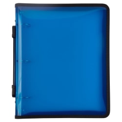 JAM PAPER 3 Ring Plastic Zipper Binder, 1.5 inch, Blue, Sold Individually