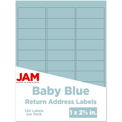 JAM Paper® Mailing Address Labels, Rectangle, 2 5/8" x 1", Baby Blue, Pack Of 120