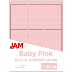 JAM Paper® Mailing Address Labels, Rectangle, 2 5/8&quot; x 1&quot;, Baby Pink, Pack Of 120