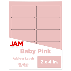 JAM Paper® Mailing Address Labels, Rectangle, 2&quot; x 4&quot;, Baby Pink, Pack Of 120