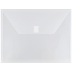 JAM Paper® Plastic Booklet Envelopes, Letter-Size, 9 3/4&quot; x 13&quot;, Hook &amp; Loop Closure, Clear, Pack Of 12