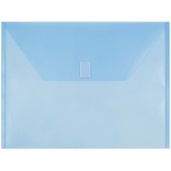 JAM Paper® Plastic Booklet Envelopes , Letter-Size, 9 3/4" x 13", Hook &amp; Loop Closure, Blue, Pack Of 12