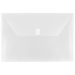 JAM Paper® Plastic Booklet Envelopes, Legal Size, 9 3/4" x 14 1/2", Hook &amp; Loop Closure, Clear, Pack Of 12