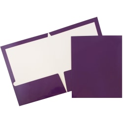 JAM Paper® Glossy 2-Pocket Presentation Folders, Purple, Pack of 6