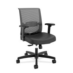 HON® Convergence Task Chair, Adjustable Mesh Back, Cushioned Seat, Lumbar Support, Hard Casters, Basalt/Black