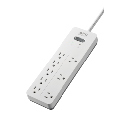 APC® Home Office SurgeArrest 8-Outlet Surge Protector, 6' Cord, White, PH8W