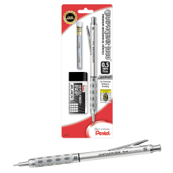 Pentel Graph Gear 1000 Mechanical Pencil With Eraser Set 0 5mm 2 Lead Silver Barrel Office Depot