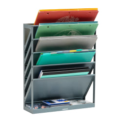 Mind Reader 5-Tier Vertical File Holder, 16”H x 4-1/4”W x 13”D, Gray
