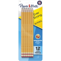 Paper Mate® Everstrong Break-Resistant Pencils, #2 Lead, Yellow, Pack Of 12 Pre-Sharpened Pencils