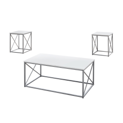 Photo 1 of Monarch Specialties Accent End Table Rectangular WhiteSilver