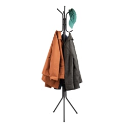 Mind Reader Coat Rack Multi-Hook Organizer for Office or Entryway, 69"H x 16-1/2"W x 14-3/4"L, Black