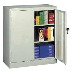 Tennsco Counter High Storage Cabinet With Reinforced Doors 42 H X 36 W X 18 D Light Gray Office Depot