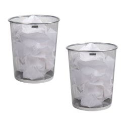 Mind Reader Metal Mesh Trash Cans, 4.4 Gallon, 13-3/4"H x 11-1/2"W x 11-1/2"D, Silver, Pack Of 2 Cans