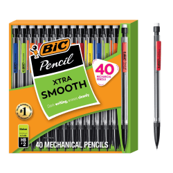 BIC Xtra Life Mechanical Pencils, 0.7 mm, #2 Lead, Clear Barrel, Pack Of 40 Pencils