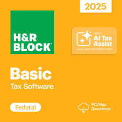 H&amp;R Block Basic Tax Software, 2025, Windows/Mac, Download