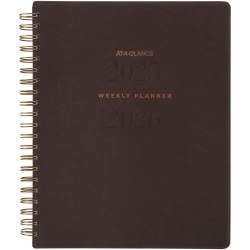 AT-A-GLANCE® Signature Collection Academic 2025-2026 Weekly Monthly Planner, Brown, Large, 8 1/2&quot; x 11&quot;